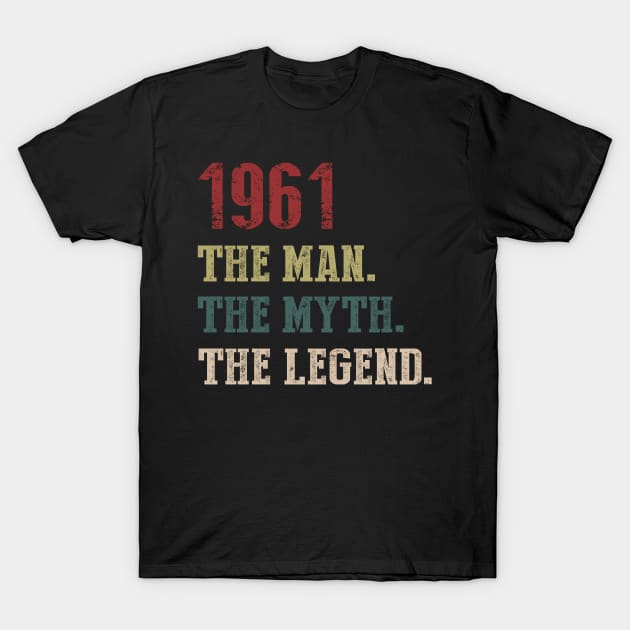 Vintage 1961 The Man The Myth The Legend Gift 59th Birthday T-Shirt by Foatui